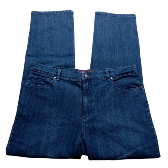 Gloria Vanderbilt Denim - Gloria Vanderbilt Womens Amanda Shimmer Straight Jeans Size 18 Studded Stretch